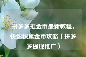 拼多多推金币最新教程,快速积累金币攻略(拼多多提现推广) 第1张 拼多多推金币最新教程,快速积累金币攻略(拼多多提现推广) 第1张