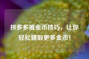 拼多多推金币技巧,让你轻松赚取更多金币! 第1张 拼多多推金币技巧,让你轻松赚取更多金币! 第1张
