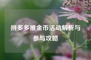 拼多多推金币活动解析与参与攻略 第1张 拼多多推金币活动解析与参与攻略 第1张