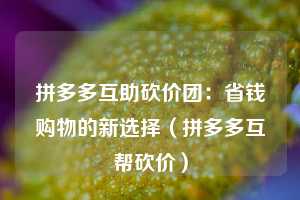 拼多多互助砍价团:省钱购物的新选择(拼多多互帮砍价) 第1张 拼多多互助砍价团:省钱购物的新选择(拼多多互帮砍价) 第1张