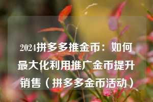 2024拼多多推金币:如何最大化利用推广金币提升销售(拼多多金币活动) 第1张 2024拼多多推金币:如何最大化利用推广金币提升销售(拼多多金币活动) 第1张