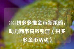 2024拼多多推金币新策略,助力商家高效引流(拼多多金币活动) 第1张 2024拼多多推金币新策略,助力商家高效引流(拼多多金币活动) 第1张