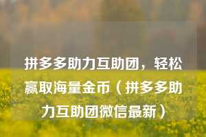 拼多多助力互助团,轻松赢取海量金币(拼多多助力互助团微信最新) 第1张 拼多多助力互助团,轻松赢取海量金币(拼多多助力互助团微信最新) 第1张