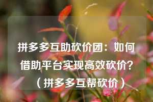 拼多多互助砍价团:如何借助平台实现高效砍价?(拼多多互帮砍价) 第1张 拼多多互助砍价团:如何借助平台实现高效砍价?(拼多多互帮砍价) 第1张