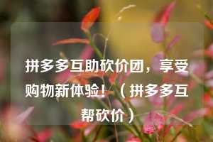 拼多多互助砍价团,享受购物新体验!(拼多多互帮砍价) 第1张 拼多多互助砍价团,享受购物新体验!(拼多多互帮砍价) 第1张