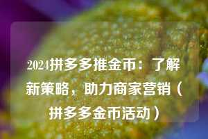 2024拼多多推金币:了解新策略,助力商家营销(拼多多金币活动) 第1张 2024拼多多推金币:了解新策略,助力商家营销(拼多多金币活动) 第1张