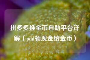 拼多多推金币自助平台详解(pdd领现金给金币) 第1张 拼多多推金币自助平台详解(pdd领现金给金币) 第1张