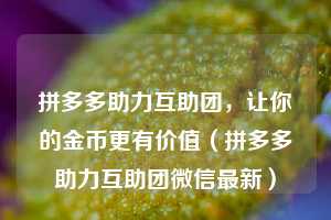 拼多多助力互助团,让你的金币更有价值(拼多多助力互助团微信最新) 第1张 拼多多助力互助团,让你的金币更有价值(拼多多助力互助团微信最新) 第1张