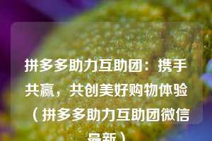 拼多多助力互助团:携手共赢,共创美好购物体验(拼多多助力互助团微信最新) 第1张 拼多多助力互助团:携手共赢,共创美好购物体验(拼多多助力互助团微信最新) 第1张