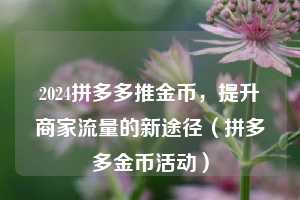 2024拼多多推金币,提升商家流量的新途径(拼多多金币活动) 第1张 2024拼多多推金币,提升商家流量的新途径(拼多多金币活动) 第1张