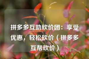 拼多多互助砍价团:享受优惠,轻松砍价(拼多多互帮砍价) 第1张 拼多多互助砍价团:享受优惠,轻松砍价(拼多多互帮砍价) 第1张