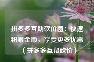拼多多互助砍价团:快速积累金币,享受更多优惠(拼多多互帮砍价) 第1张 拼多多互助砍价团:快速积累金币,享受更多优惠(拼多多互帮砍价) 第1张
