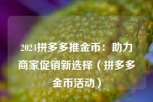 2024拼多多推金币:助力商家促销新选择(拼多多金币活动) 第1张 2024拼多多推金币:助力商家促销新选择(拼多多金币活动) 第1张