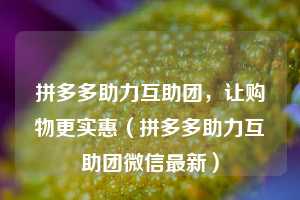 拼多多助力互助团,让购物更实惠(拼多多助力互助团微信最新) 第1张 拼多多助力互助团,让购物更实惠(拼多多助力互助团微信最新) 第1张