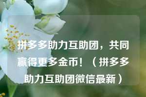 拼多多助力互助团,共同赢得更多金币!(拼多多助力互助团微信最新) 第1张 拼多多助力互助团,共同赢得更多金币!(拼多多助力互助团微信最新) 第1张