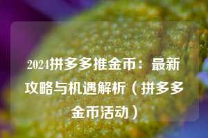 2024拼多多推金币:最新攻略与机遇解析(拼多多金币活动) 第1张 2024拼多多推金币:最新攻略与机遇解析(拼多多金币活动) 第1张