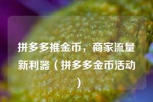 拼多多推金币,商家流量新利器(拼多多金币活动) 第1张 拼多多推金币,商家流量新利器(拼多多金币活动) 第1张