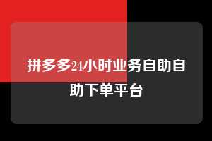 拼多多24小时业务自助自助下单平台 第1张 拼多多24小时业务自助自助下单平台 第1张