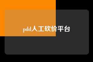pdd人工砍价平台 第1张 pdd人工砍价平台 第1张
