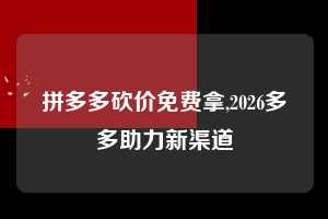 拼多多砍价免费拿,2026多多助力新渠道  拼多多首刀助力 砍价免费拿 0元购 第1张